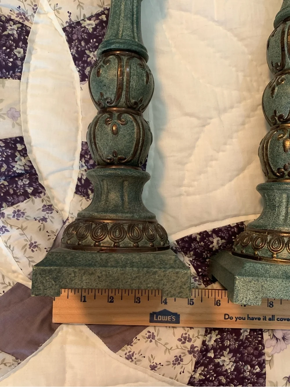 Vintage-Style Teal & Bronze Decorative Candlestick Set of 3
